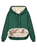 Haellun Womens Casual Winter Warm Fleece Sherpa Lined Pullover Hooded Sweatshirt(Dark Green,L)