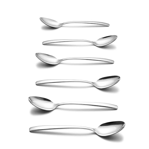 Image of GROX Curve Medium Spoon - Set of 6 | Silver | 17 cm | 304 Stainless Steel 18 /8 | Daily Dining Spoon