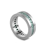 BWDHJLEY Anillos de plata de ley 925 para hombre, anillos de esmeralda creados en laboratorio, cuadrados verdes, de plata ancha, para su boda, compromiso, joyería auténtica, R 1/2, Oro blanco de 18