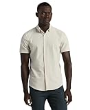 Perry Ellis Men's Solid Seersucker Slim Fit Short Sleeve Button-Down Shirt, Silver Birch, XX-Large (xx_l)