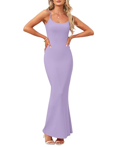 Image of AUSELILY Womens Bodycon Maxi Dress Square Neck Sexy Slip Long Dress | Sleeveless slip design with a long skirt line, Going out dress for celebrations, Style with heels