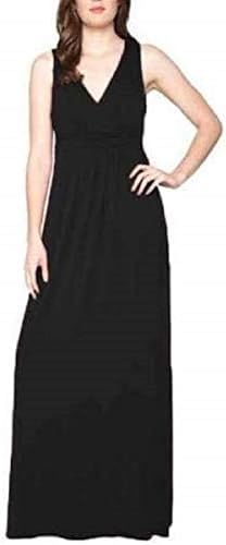 Women's Crossover V-Neck Pull Over Maxi Dress (Large/Black)