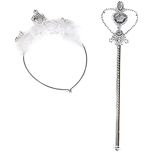 Couronne et baguette argentées lot de 2 pièces à offrir pour le carnaval