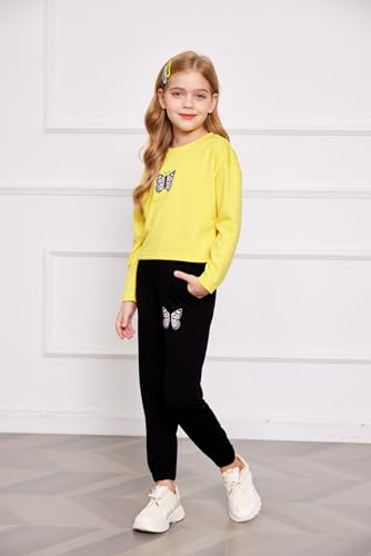 Image of Arshiner Girls 2 Piece Outfits Kids Tie Dye Sweatsuits Set Long Sleeve Shirt and Pants Set Size 5-14 Y