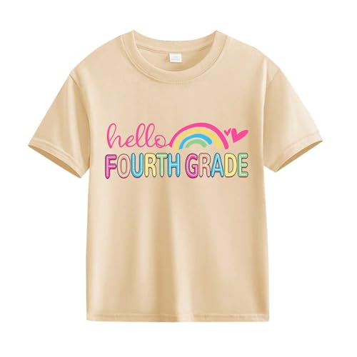 First Day of School Outfits for Girls Back to School Shirts Kids Fourth Grade Short Sleeve Tops Casual Cute Letter Tees2