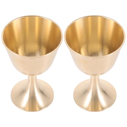 VALICLUD Coppa Sacra in Rame 2 Pezzi Tazza da Vino da Tavolo Alta 8 CM Resistente All’Usura per Offerte e Riti Religiosi Dimensioni Compatte per Uso Domestico e Cerimoniale