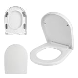 QarShar18'X14.5'in D-shaped soft-close toilet seat, quick-release for easy cleaning, Anti-yellowing plastic material extended toilet seat, suitable for families, guesthouses, and new homes. (QS8818')