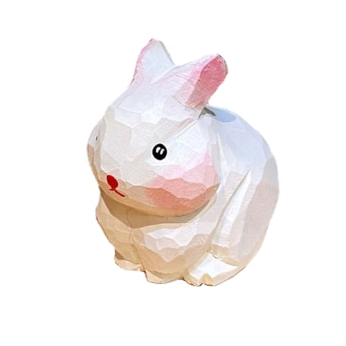 JUYAXIN 天然木彫りのウサギ ミニチュア置物 イースターバニー 彫刻オーナメント ホームデスクトップデコレーションとギフト用木製オーナメント