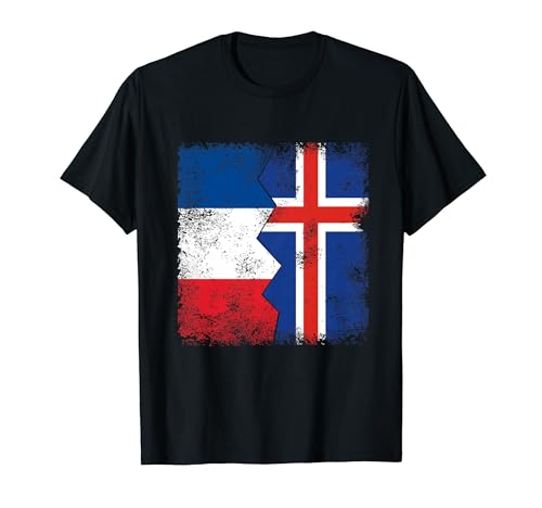 Banderas de Francia Islandia | Raíces francesas mitad islandesas vintage Camiseta