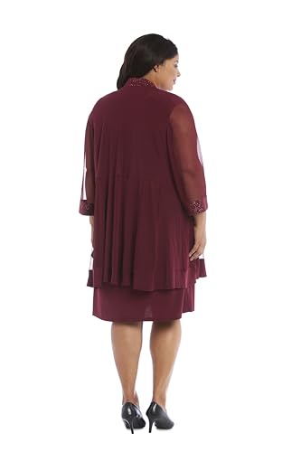 Image of R&M Richards Women's 2-Piece Jacket Dress Set | Knee Length Sheath W / 3 /4 Sleeve Jacket | Mother of the Bride Cocktail Party