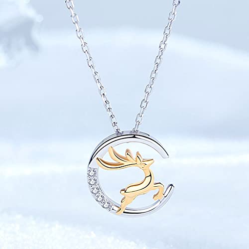 Colliers combinés cerfs et lune fins pendentifs de clavicule exquis pour femmes élégantes