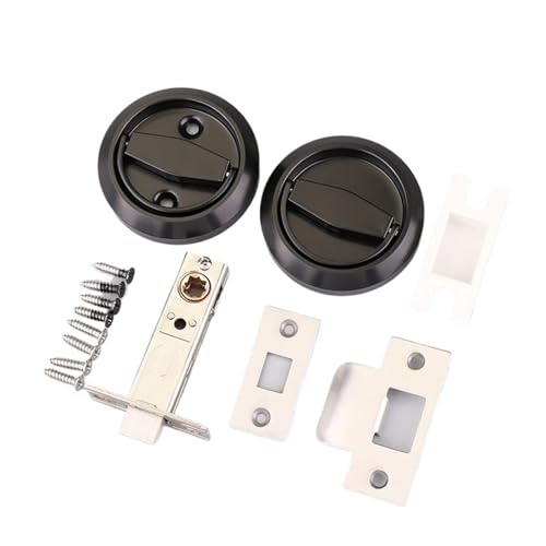 Cerradura de puerta empotrada redonda de acero inoxidable, manija de puerta de copa empotrada oculta, taquillas de puerta corredera con bolsillo de privacidad(Brushed Silver Set)