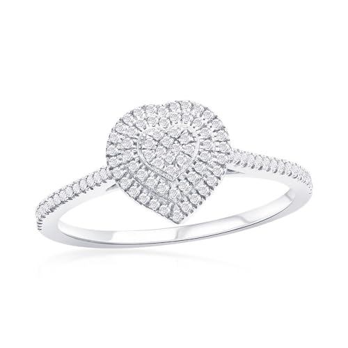 Beaux Bijoux Real Diamond Rings for Women in Sterling Silver - Engagement, Promise Anniversary, Genuine Fine Diamond Rings in Multiple Shapes and Styles