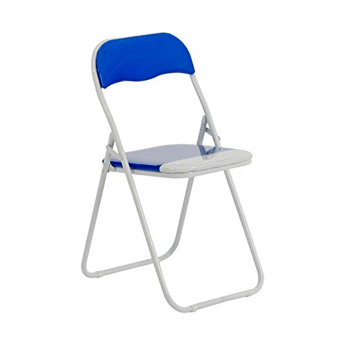 Harbour Housewares Padded Folding Chair - Blue - Pack of 1 - Easy Store Metal Frame Foldable Desk Chair for Office, Dining, Kitchen