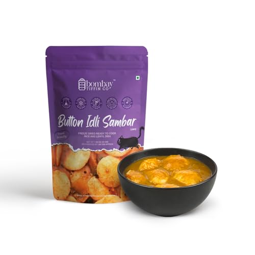 BOMBAY TIFFIN CO Freeze Dried Ready to Cook Button Idli Sambar - JAIN | 100% Natural, No Additives, Ready under 10 minutes (60g)