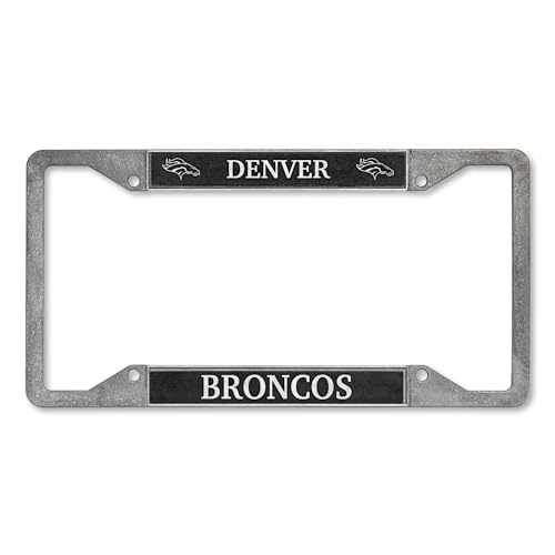 Rico Industries NFL Football Denver Broncos Pewter License Plate Frame 12 x 6