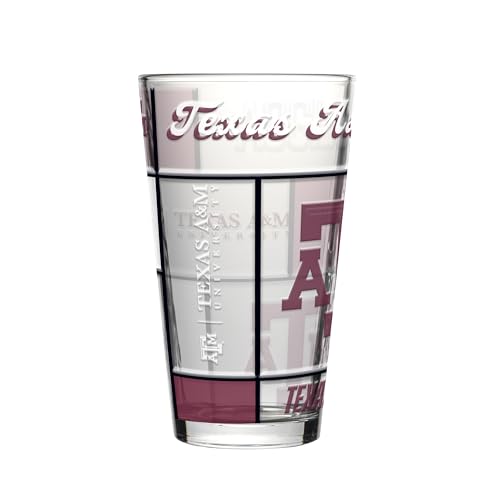 Image of Logo Brands NCAA oz Stained Glass Pint Glass - 3D Embossed Logo & Bold Team Colors - Durable Sports Fan Beer Glass for Home, Bar & Tailgates