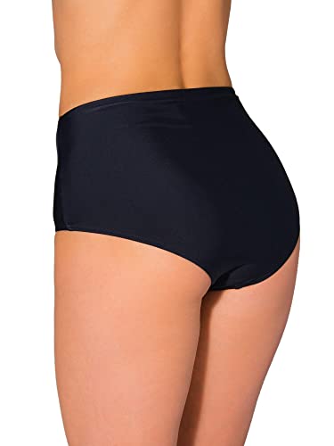 Aquarti Bikinihose Damen mit Hohem Bund – Klassische Bikinihosen für Damen in Großen Größen, Farbe: Schwarz, Größe: 42-2
