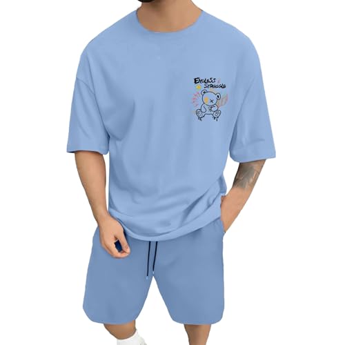 T-shirt d'été surdimensionné homme col rond imprimé tendance