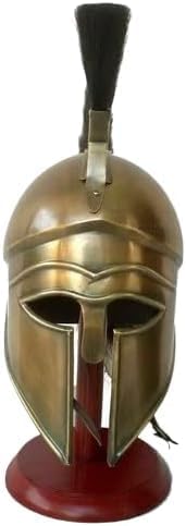 Helmet with Plume Full-Size Bronze Finish Corinthian Warrior Helmet Ancient Greek Replica Armour for Display, Cosplay, Reenactment, Collectors & Gifts