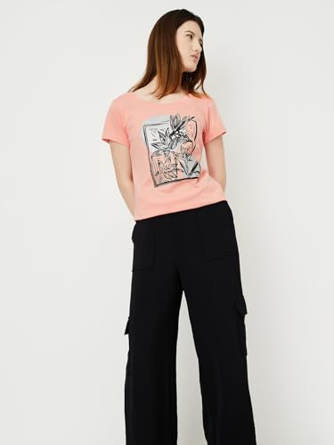 Image of Max Women's Cotton Regular Fit Graphic Printed T-Shirt - Pack of 2