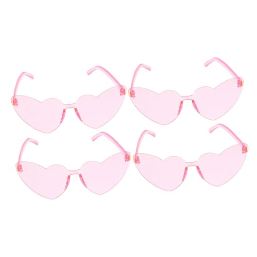 Homoyoyo Unique Heart Frameless Sunglasses 4pcs Rimless Glasses for Women Party Carnival Wear