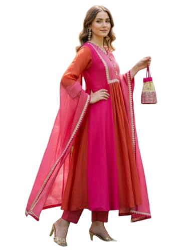 Ensemble de costume évasé Anarkali femme vêtement ethnique en viscose