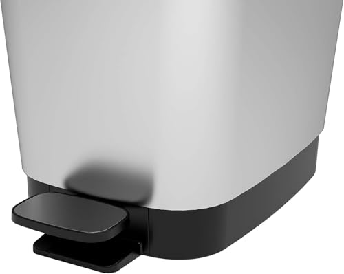 KIS Chic Bin Style pedaalemmer 10L met deksel en pedaal, binnenemmer, keuken en badkamer, zilver metallic, 10 lt. 18 X 27X 30 H - Afbeelding 4