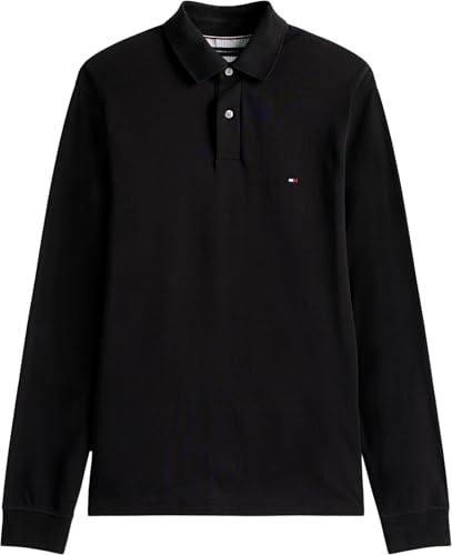 Tommy Hilfiger Homme Polo Manches Longues Regular Basic, Noir (Black), S