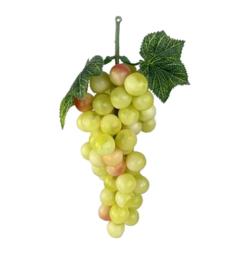 GMMH Künstliche Deko Trauben, (Gelb, Rund, 25 cm) Lebensechte Weintrauben, Weinrebe, Plastikobst, Plastiktrauben, Plastikfrucht, Kunstobst,...
