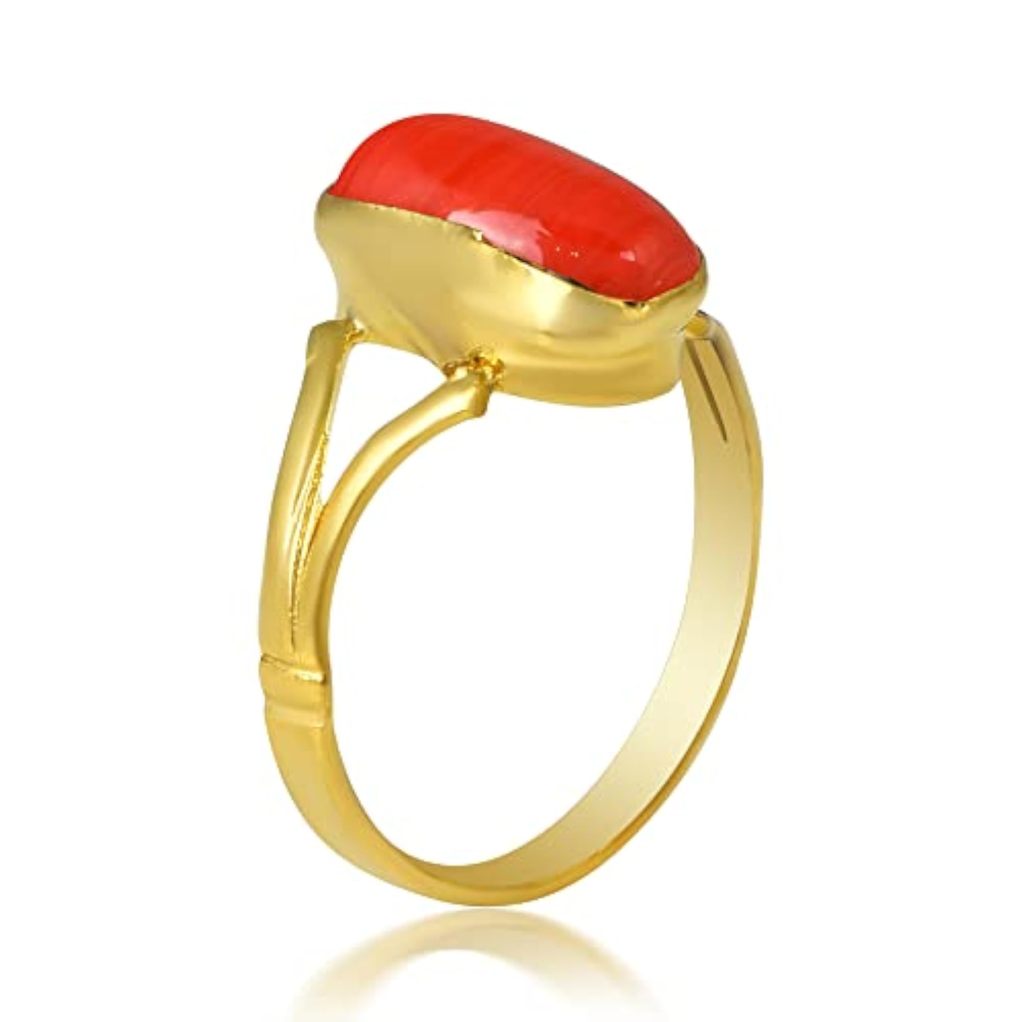 Goldplated Red Stone Finger Ring, Astrology Gift