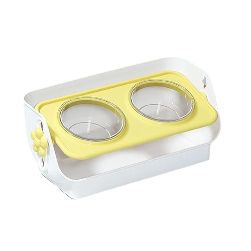 Qialexicon 犬用ボウル ペット用給餌器 給水器 高さ調節可能 フードディスペンサー 猫給餌ボウル スタンド付き, 黄色