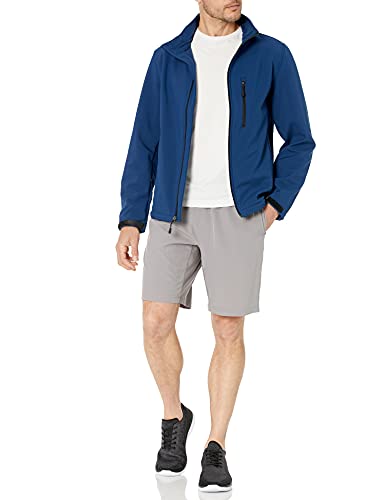 Amazon Essentials Men's Water-Resistant Softshell Jacket, Navy, Medium #TOP4