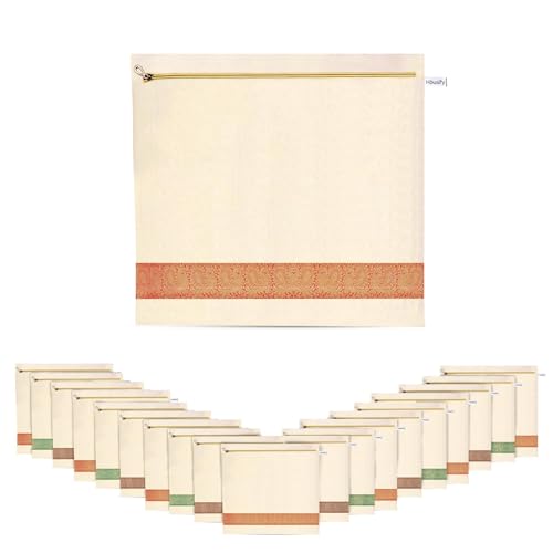 Image of Cotton Saree Bags /Covers For Storage Set Of - 24 Big Size Single (16 X 14 Inches) With Zip Closure For Clothes Bags And Wardrobe Organizer With Transparent Mesh Window (24)