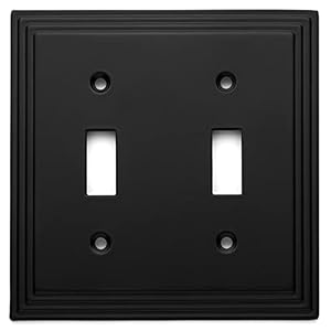 Cosmas 25033-FB Flat Black Double Toggle Switch Plate Switchplate Wall Cover