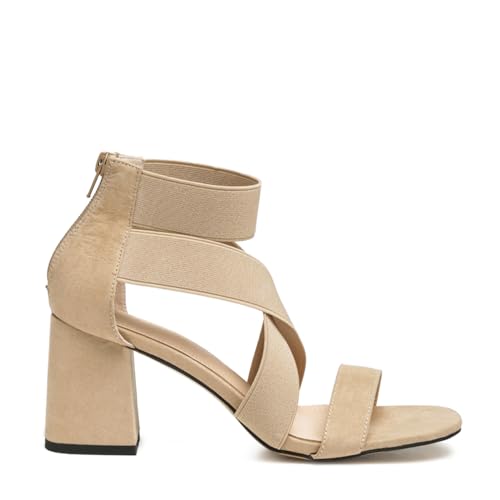 London Rag BENICIA ELASTIC STRAPPY BLOCK HEEL SANDALS