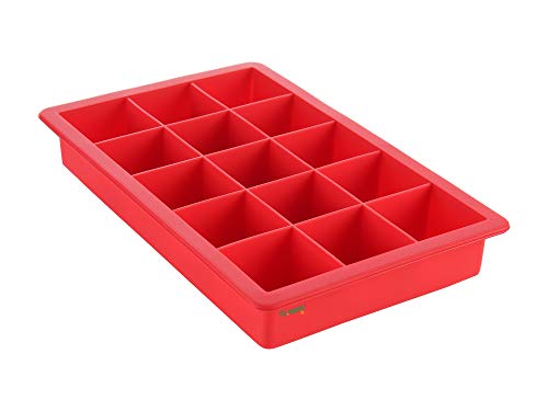 Image of Clazkit Premium Silicone Non-Stick Spatula and Brush with Scraper for Cooking, Baking and Mixing with Stainless Steel Core, 3-Pieces,Red,Length 21cm & Silicone Ice Tray, Multicolor