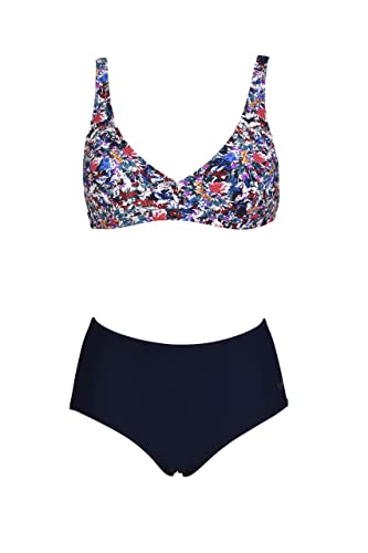 ARENA Bodylift Sibilla Tummy Control Bikini Two-Piece Shaping Swimsuit for Women, Navy Multi/Navy, 36