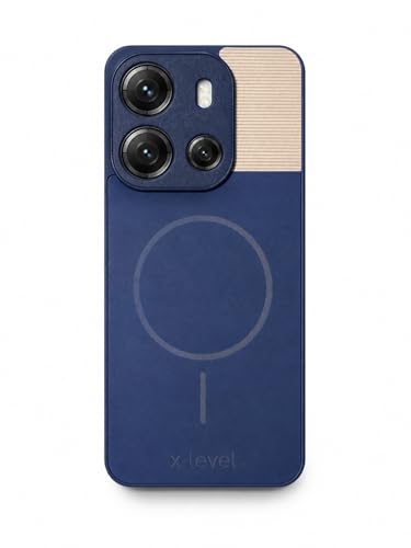 Image of Bintage Mac Safe Design Hard Slim Back Case | Soft Border Camera Protect | Dual PU Leather Finish Back Cover Compatible for Tecno POP 7 Pro - Royal Blue