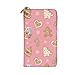 DaihAnle Pink Xmas Gingerbread Biscuits ﻿Hand-Held Wallet Fashionable Long Microfiber Leather Large Capacity