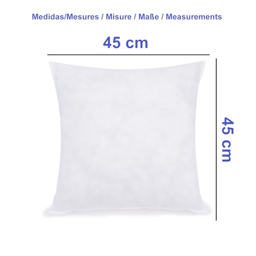 Miniatura 4 de Pekitas Pack 4 Uds Núcleo Relleno Cojín De Fibra Hueca Siliconada 45x45 Cm Alta Recuperación Firme Suave Mullido Antialergénico Decorativo Hogar Casa Dormitorio Salón