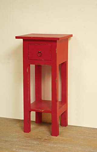 Sunset Trading Shabby Chic Cottage Table, Small One Drawer, Antique Red #TOP1
