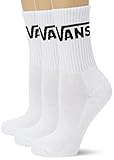 Vans Damen Basic Crew (3-Pack) socken, White-Black, US WM 6.5-10 (EU 36.5-41)