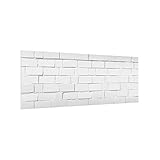 Bilderwelten Panel antisalpicaduras de Cristal - White Stone Wall - Panorámico, Panel antisalpicaduras Panel de Vidrio para Cocina Panel Protector contra Salpicaduras, Tamaño: 50cm x 125cm