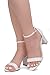 Shoe Land Women's Low Heels - 3-Inch Chunky Block Heeled Sandals with Ankle Strap | Open Toe Short Heels | Comfy Dressy Strappy Sandals for Wedding, Prom, Office, White, Size 8.5, Madeline