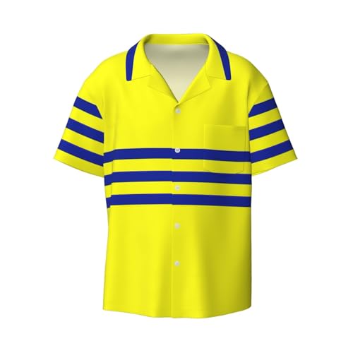 Chemise homme rayures jaunes et bleues anti-coup de chaud | Haut d'été manches courtes léger