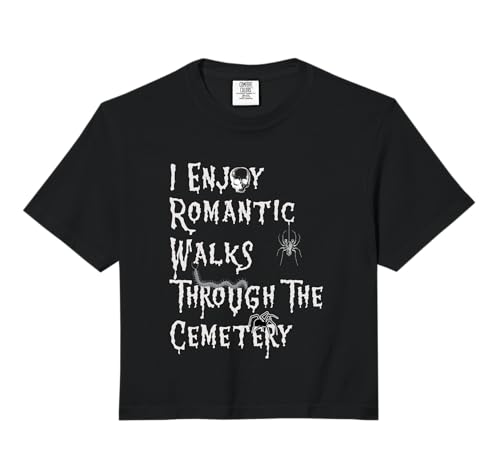I Enjoy Romantic Walks Through the Cemetery Halloween Comfort Colors Crop Top