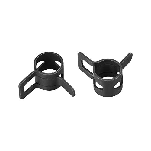 uxcell Steel Band Clamp 8mm Inner Dia Fit 8.5-9.2mm OD Hose Spring Band Type Action Fuel Line Silicone Tube Clip Clamp Black 10Pcs