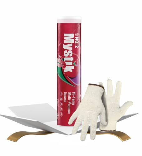 2x Mystik JT-6 EP Lithium Grease 14oz Bundle with Reversible Work Gloves — Multi-Purpose High-Temperature Wheel Bearing & Axle Grease for Automotive, Industrial, and Machinery Use — Gift Set (2 Items)