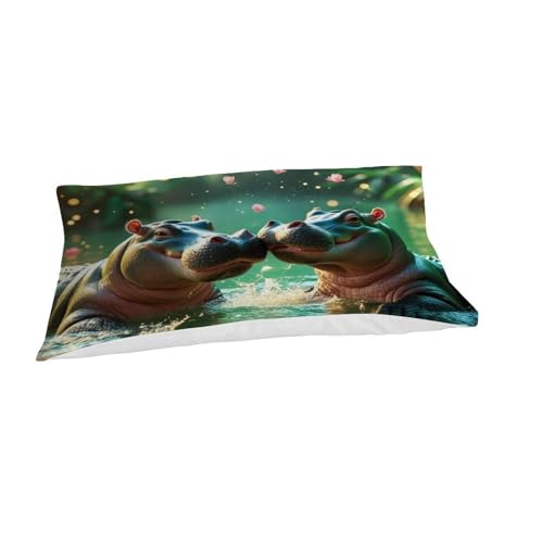 Fermeture éclair pratique sur cette housse de couette hippopotame - 7